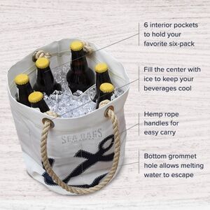 Sea Bags Maine Bottle Cooler Ice Bag Nautical Map Tote